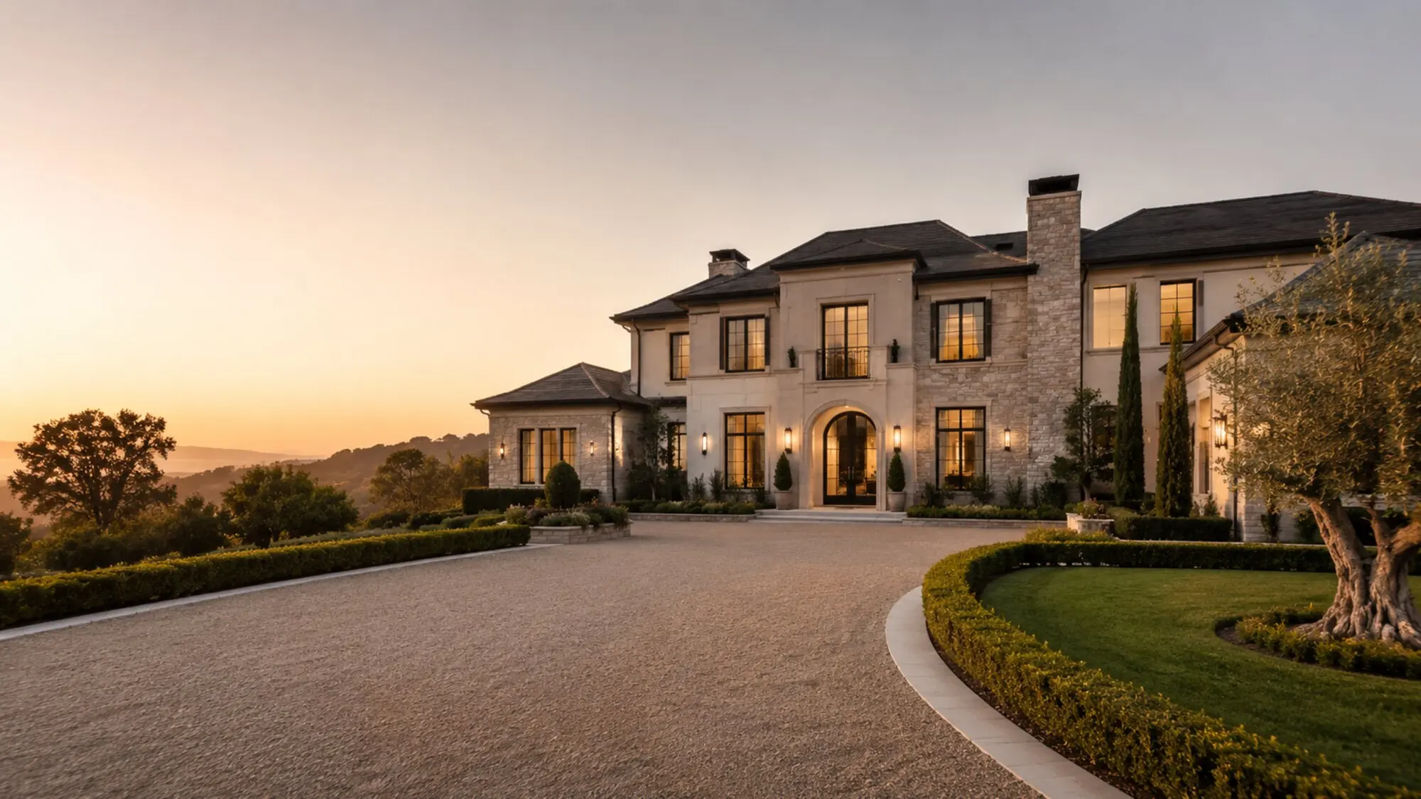 Grand estate residence with sweeping landscaped arrival